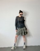 Grey Irregular Ruffle Skirt #250319